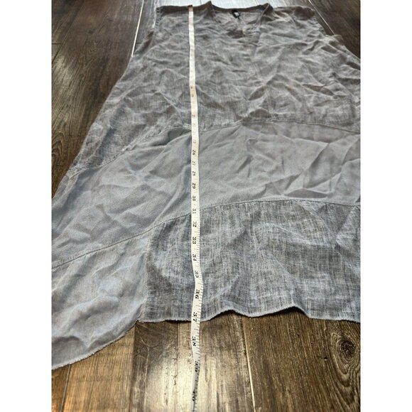 Inizio Linen Mini Dress Blue Pockets Sleeveless Lagenlook V Neck XL - Picture 5 of 7